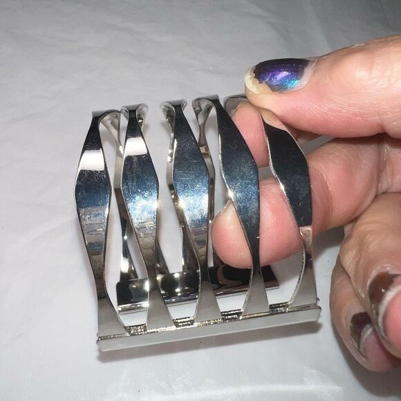 G by Gennaro Silver Tone Abstract Modern Cuff Bracelet - Picture 3 of 7